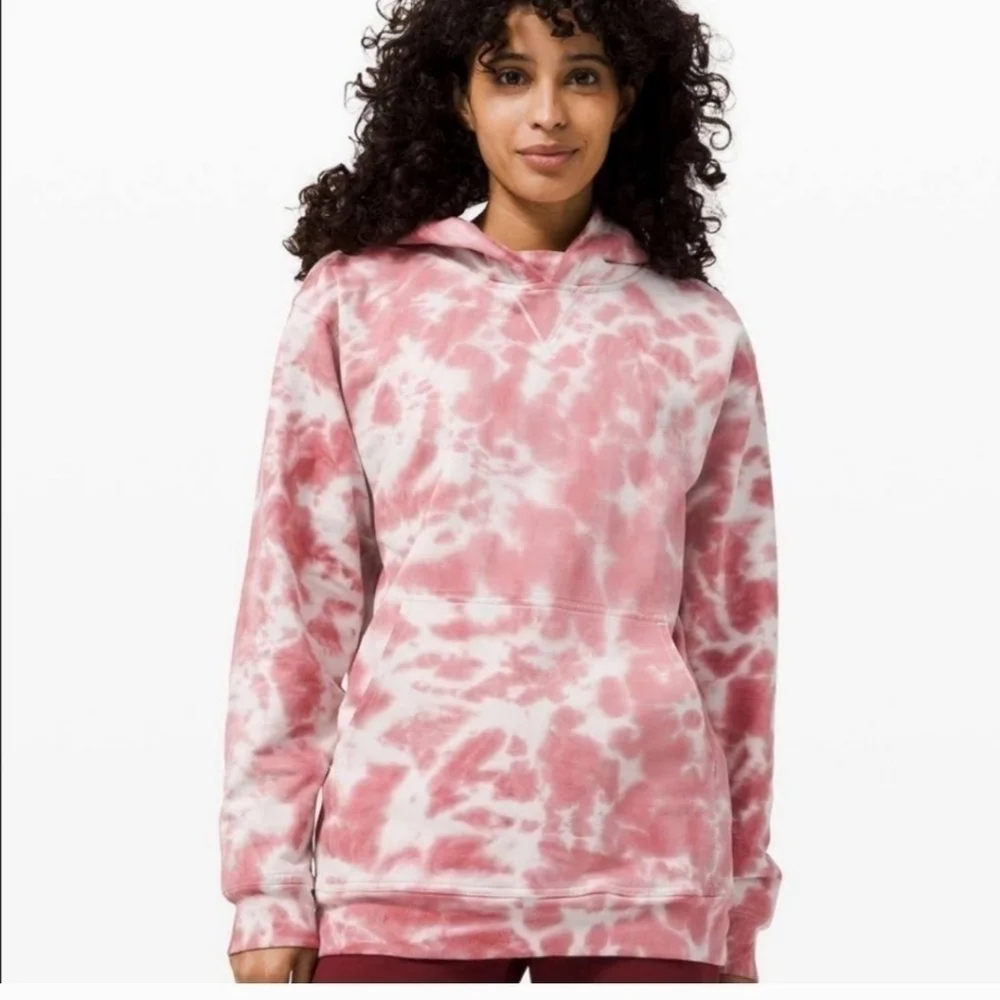 Lululemon All Yours Hoodie Sweatshirt Fleece Marmoleado Tie Dye Pink, sz 8